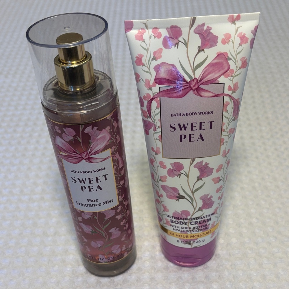 NEW Set! Bath & Body Works Sweet Pea Fine Fragrance Mist Ultimate Body Cream